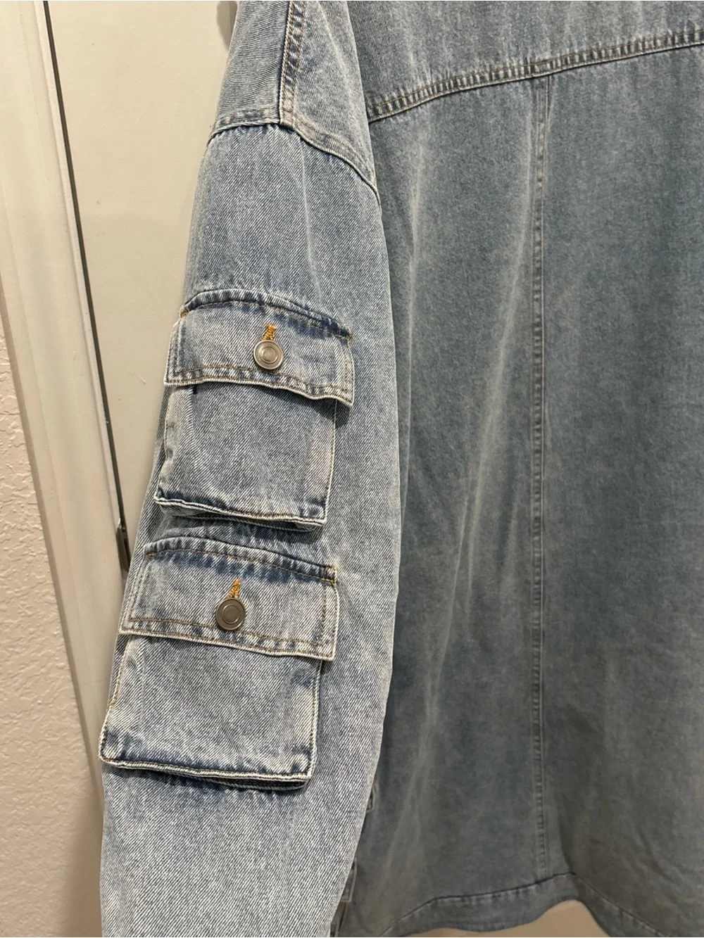 Fashion Nova Light Blue Sherpa-Lined Denim Trench Coat